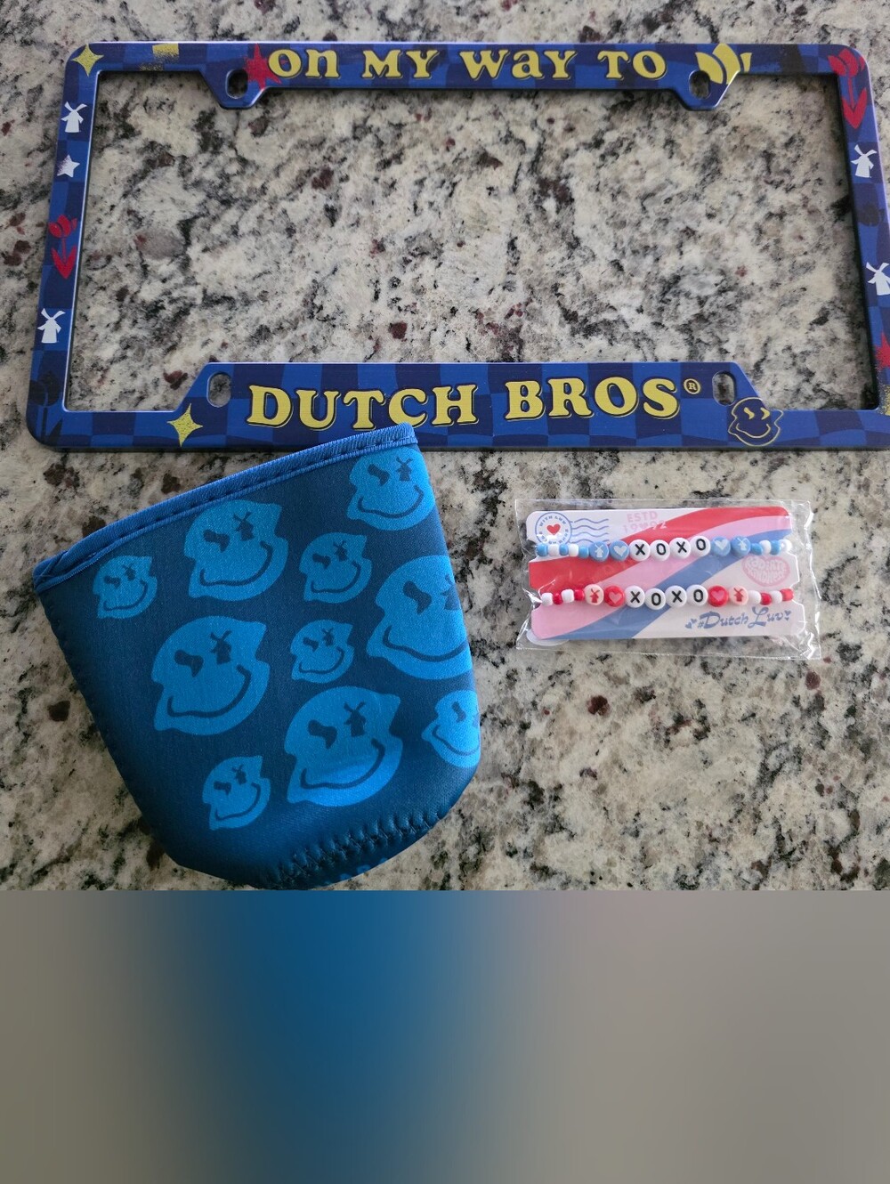 Dutch Bros Cup Sleeve, Licence Frame & Luv Bracelet Set